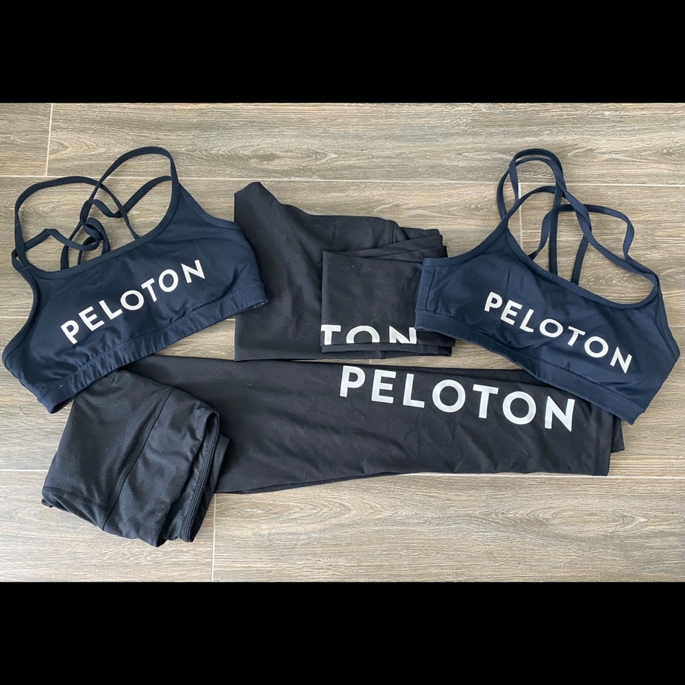 Lot 2 Peloton Black Core Leggings and Sports Bras